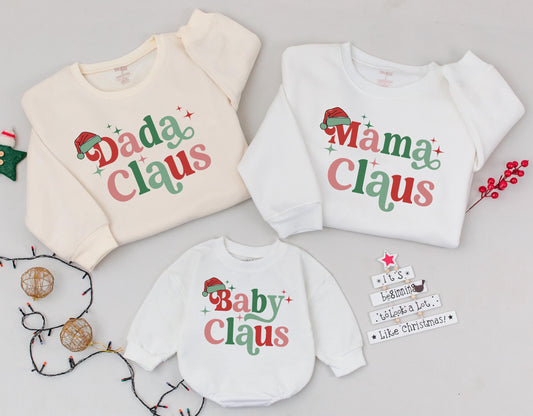 Mama & Mini Claus Sweaters: Matching Family Retro Christmas Outfits