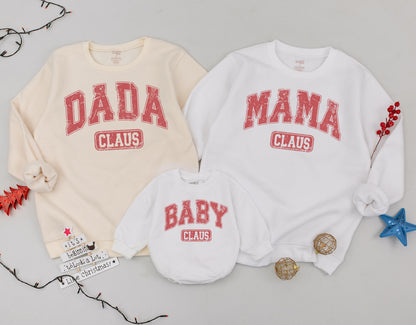 Retro Christmas Family Matching Outfits: Mama, Papa, Mini Claus Set