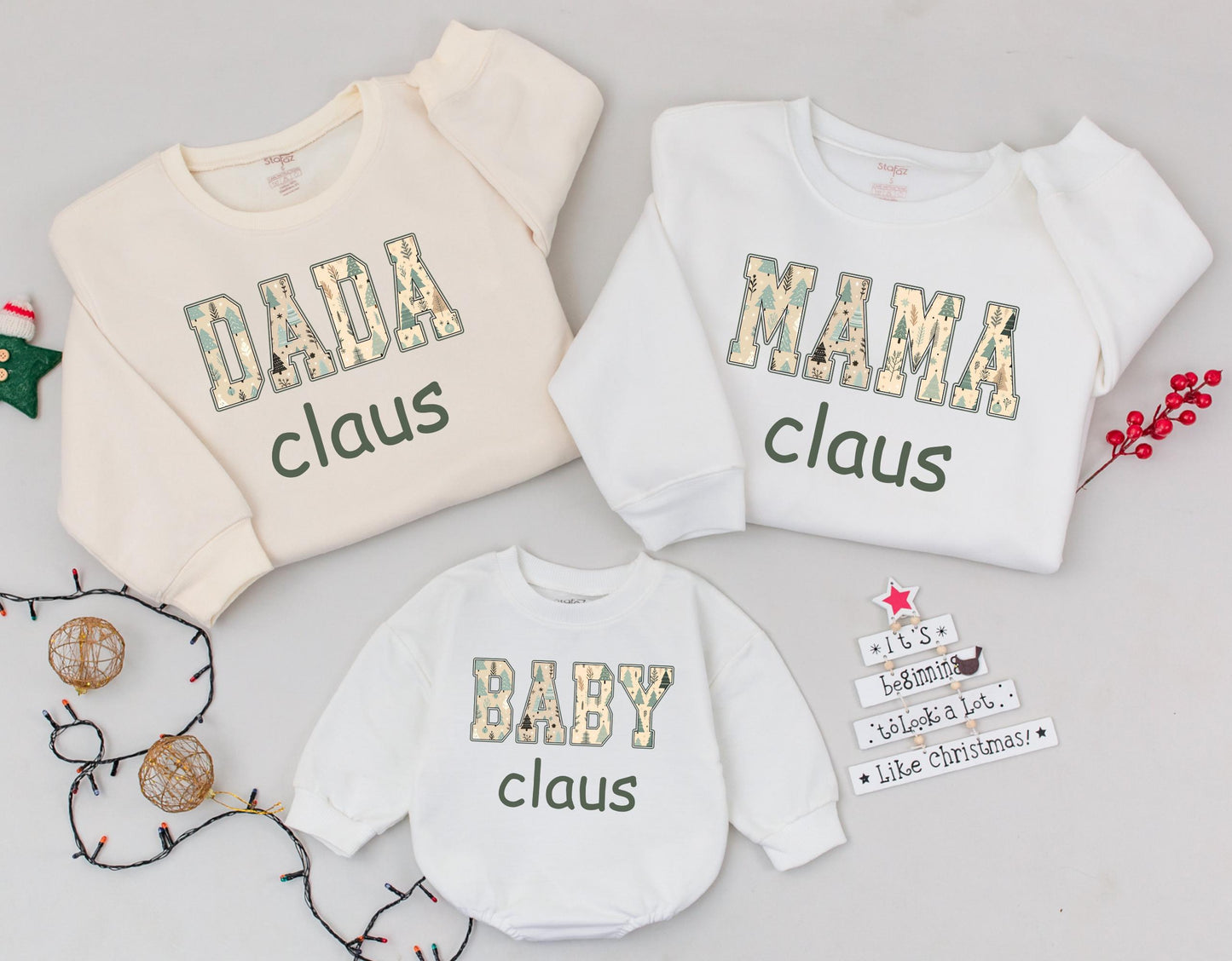 Mama Claus & Mini Christmas Sweater Set: Family Holiday Matching Outfit