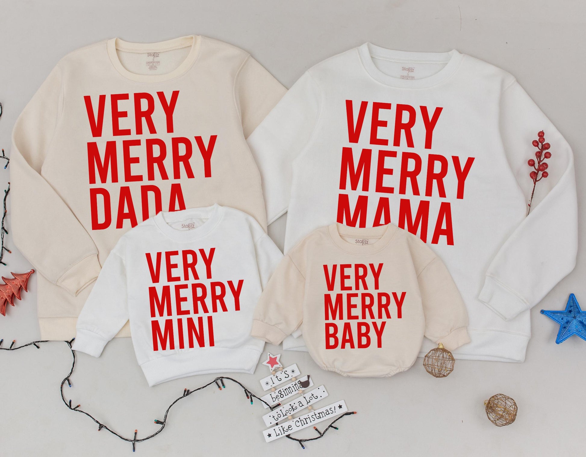 Matching Family Christmas Outfits: Retro Holiday Sweater & Romper