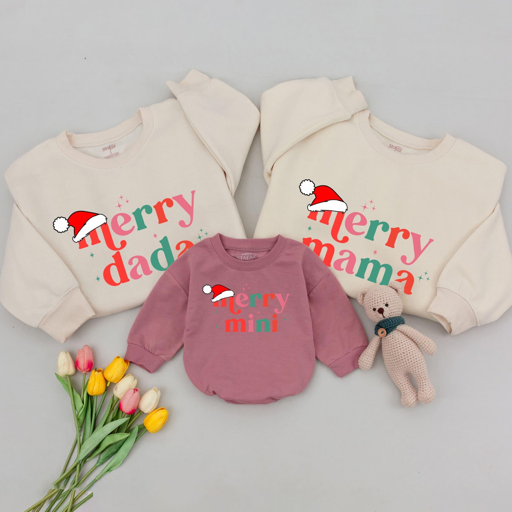 Matching Family Christmas Sweaters: Merry Mama and Mini Outfit Set