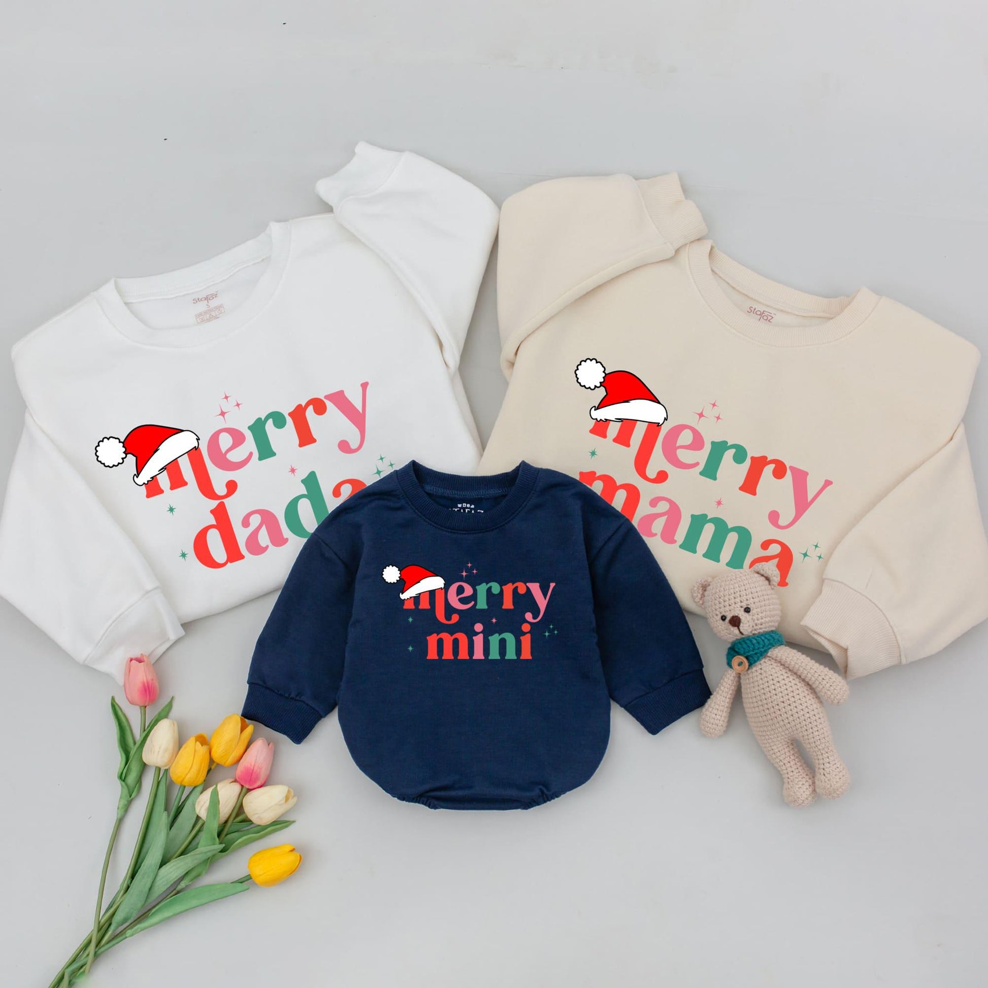 Matching Family Christmas Sweaters: Merry Mama and Mini Outfit Set