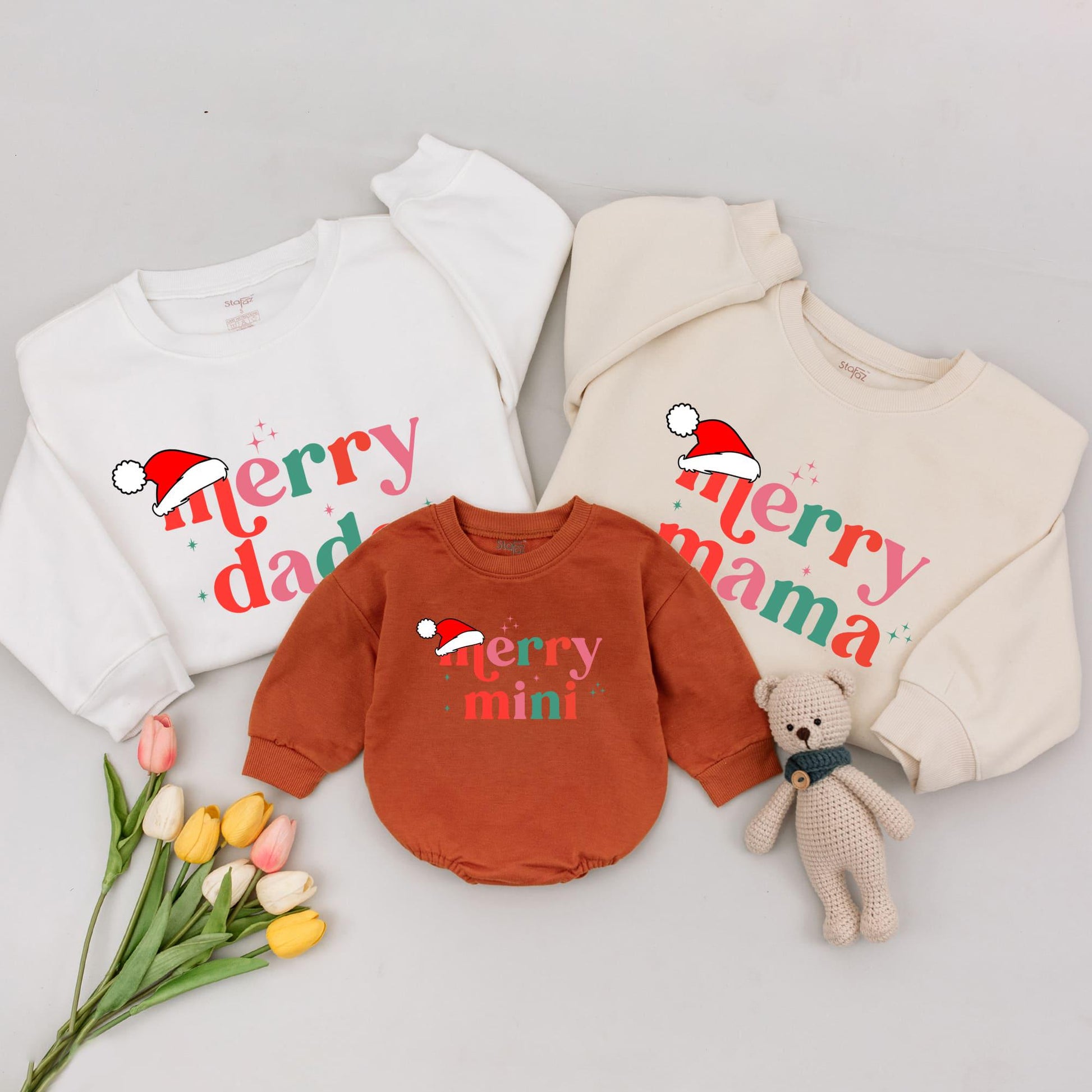 Matching Family Christmas Sweaters: Merry Mama and Mini Outfit Set