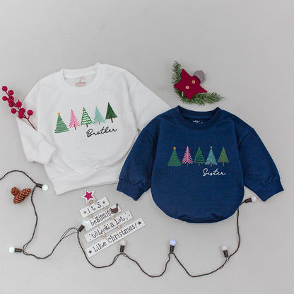 Matching Family Xmas Sweatshirts: Trendy Trees & Retro Holiday Style