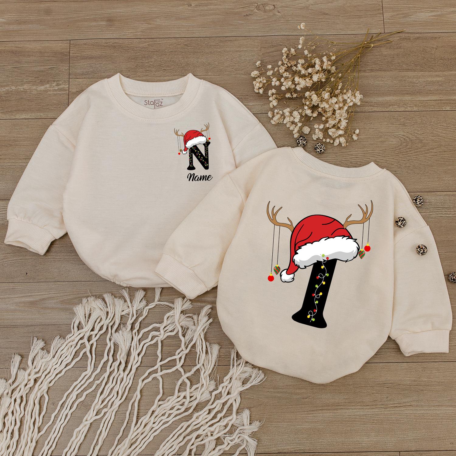 Personalized Xmas Baby Romper & Matching Family Outfit Set