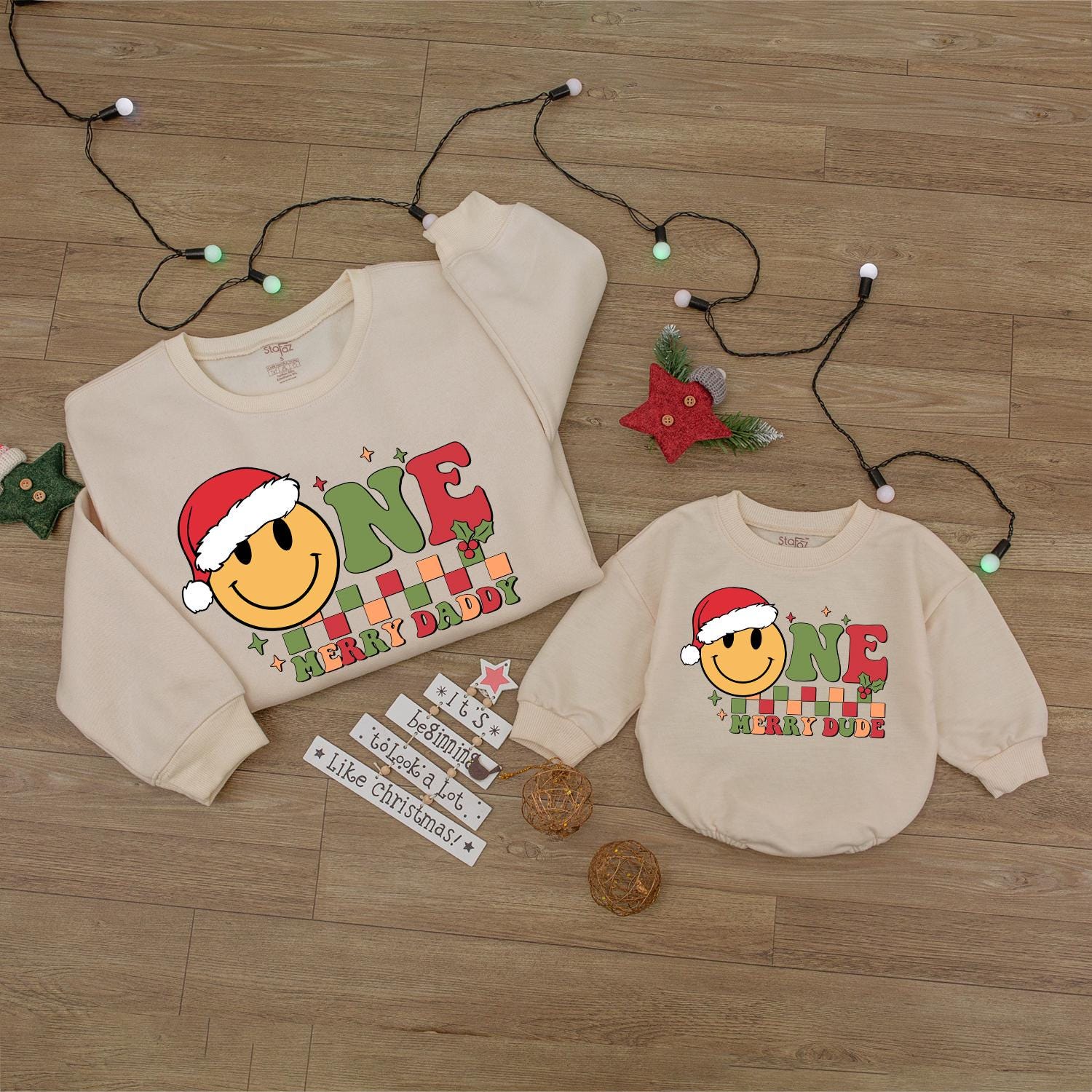 Merry Dude Christmas Birthday Outfit – Family Sweaters & Matching Set