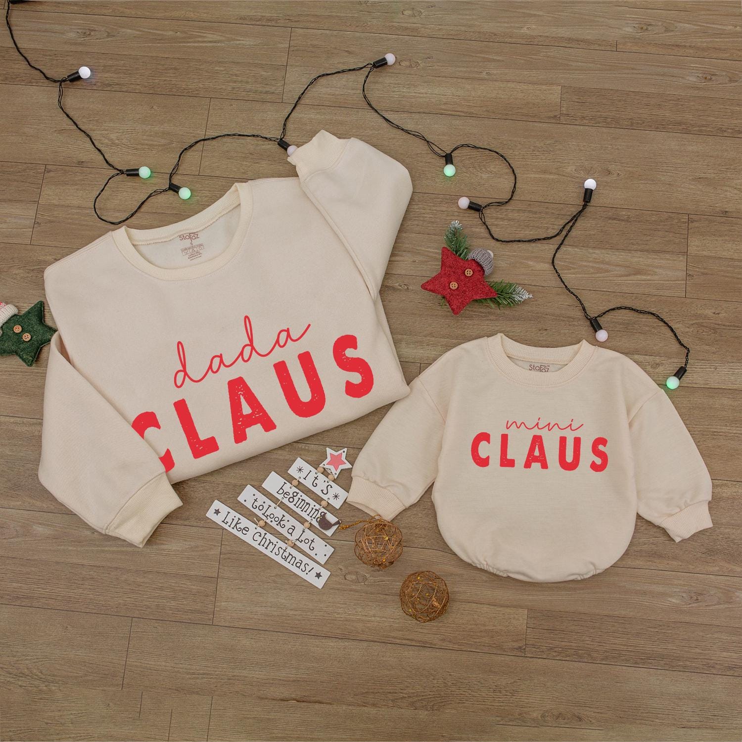 Mama and Mini Claus Christmas Sweaters: Matching Family Outfits