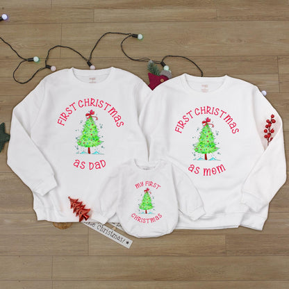 First Christmas Family Sweater Set: Mommy, Daddy, Baby 2024 Tee