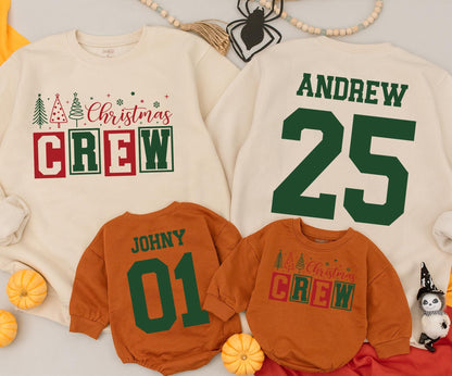 Matching Family Christmas Sweatshirts & Personalized Baby Rompers