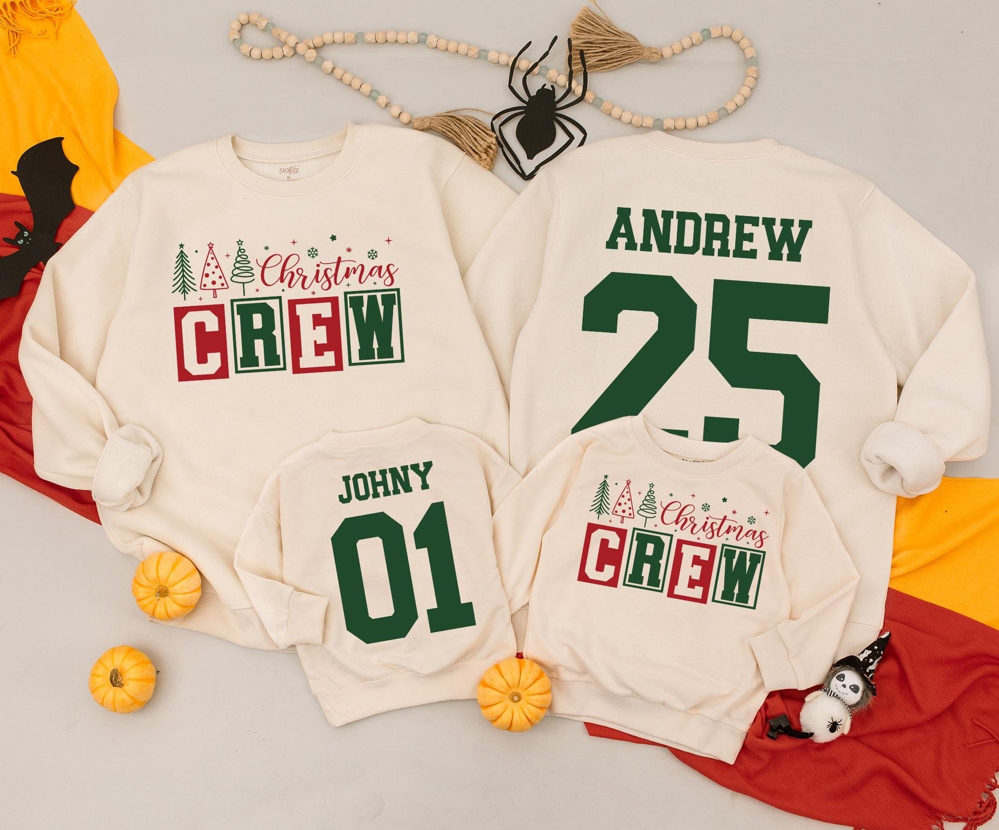 Matching Family Christmas Sweatshirts & Personalized Baby Rompers