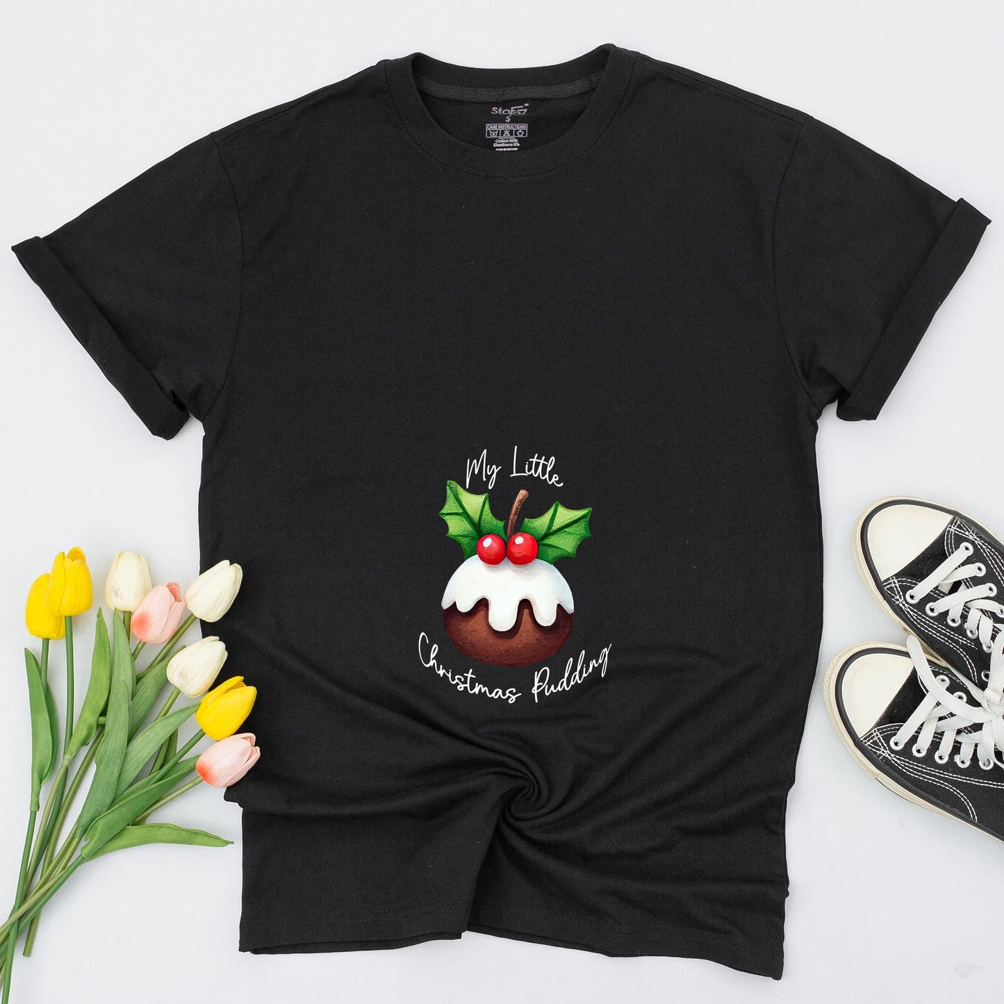 My Little Christmas Pudding Maternity Sweatshirt Festive Pregnancy Reveal Sweater Cute New Mom Gift Expecting Mom Holiday Design
