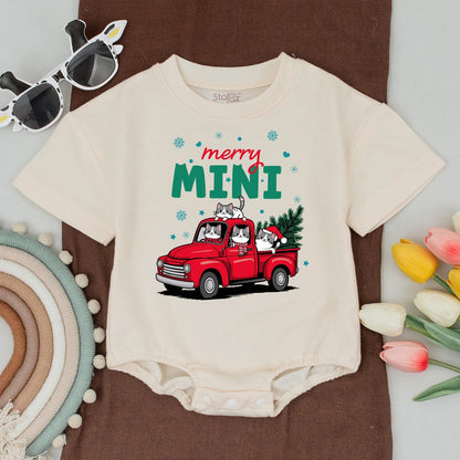 Merry Mama & Mini Christmas Truck Matching Shirts, Cute Cat Family Holiday Outfit, Baby's First Christmas Gift, Festive Mom and Son Tee, Soft Cotton 139