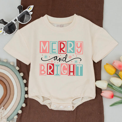 Merry and Bright Family Christmas Shirts Matching Outfit Cute Holiday Tee Mom Boy Xmas Gift Playful Festive Design First Christmas Baby Shower 138chars