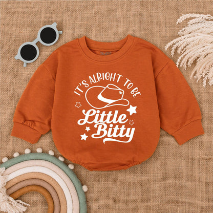 It's Alright To Be Little Bitty Western Baby Romper Sweatshirt Funny Cowboy Bubble Bodysuit Newborn Girl Boy Clothing with Star Design
