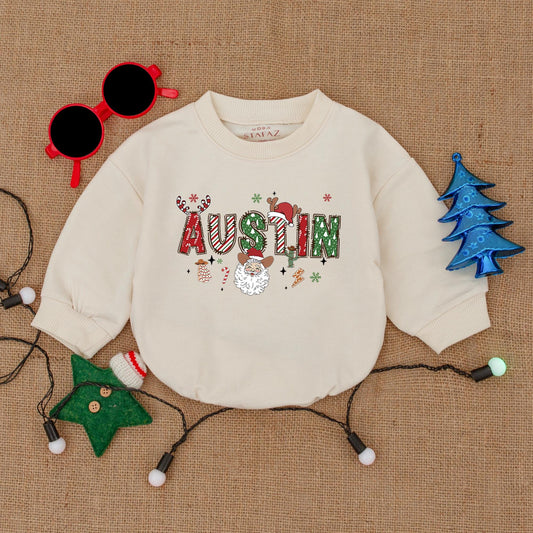 Personalized First Christmas Baby Outfit: Bodysuit & Romper Gift