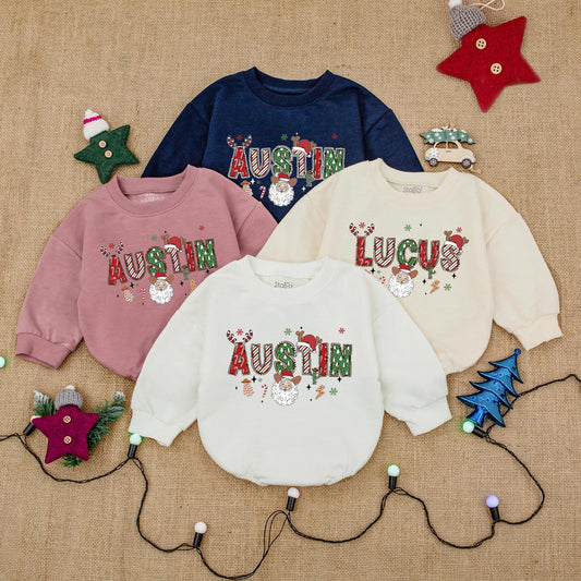 Personalized First Christmas Baby Outfit: Bodysuit & Romper Gift