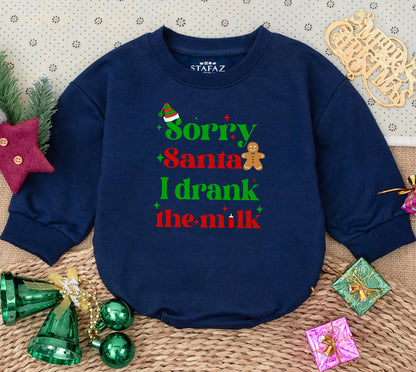 Sorry Santa I Drank The Milk Baby Romper First Christmas Outfit Long Sleeve Cute Newborn Infant Bodysuit Cozy Holiday Gift for Babies