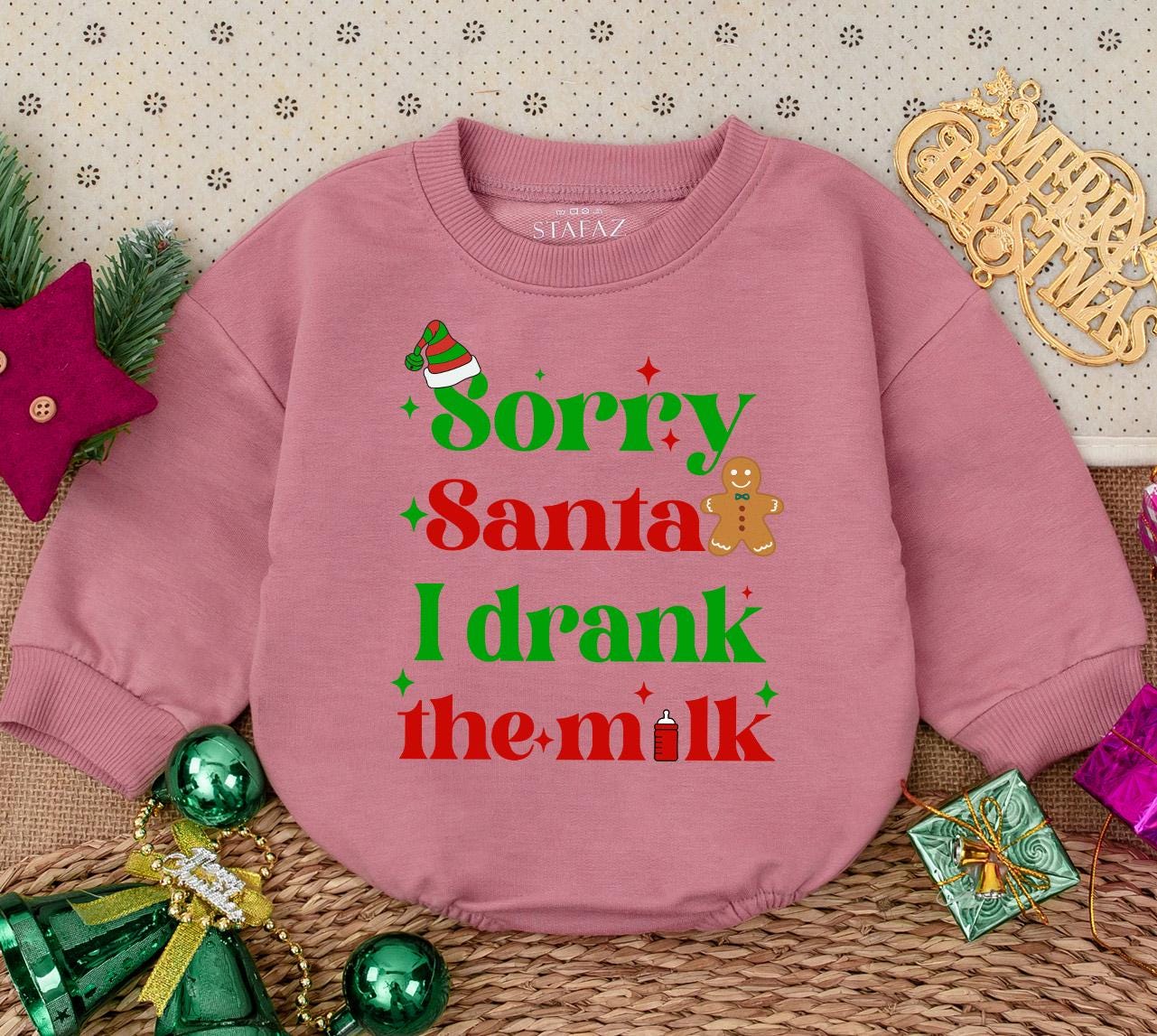 Sorry Santa I Drank The Milk Baby Romper First Christmas Outfit Long Sleeve Cute Newborn Infant Bodysuit Cozy Holiday Gift for Babies