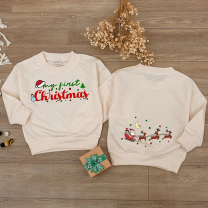 My First Christmas Baby Bodysuit Romper Outfit, Cute Santa & Reindeer Design, Holiday Baby Clothes, Festive Infant Outfit 1st Christmas Party 137