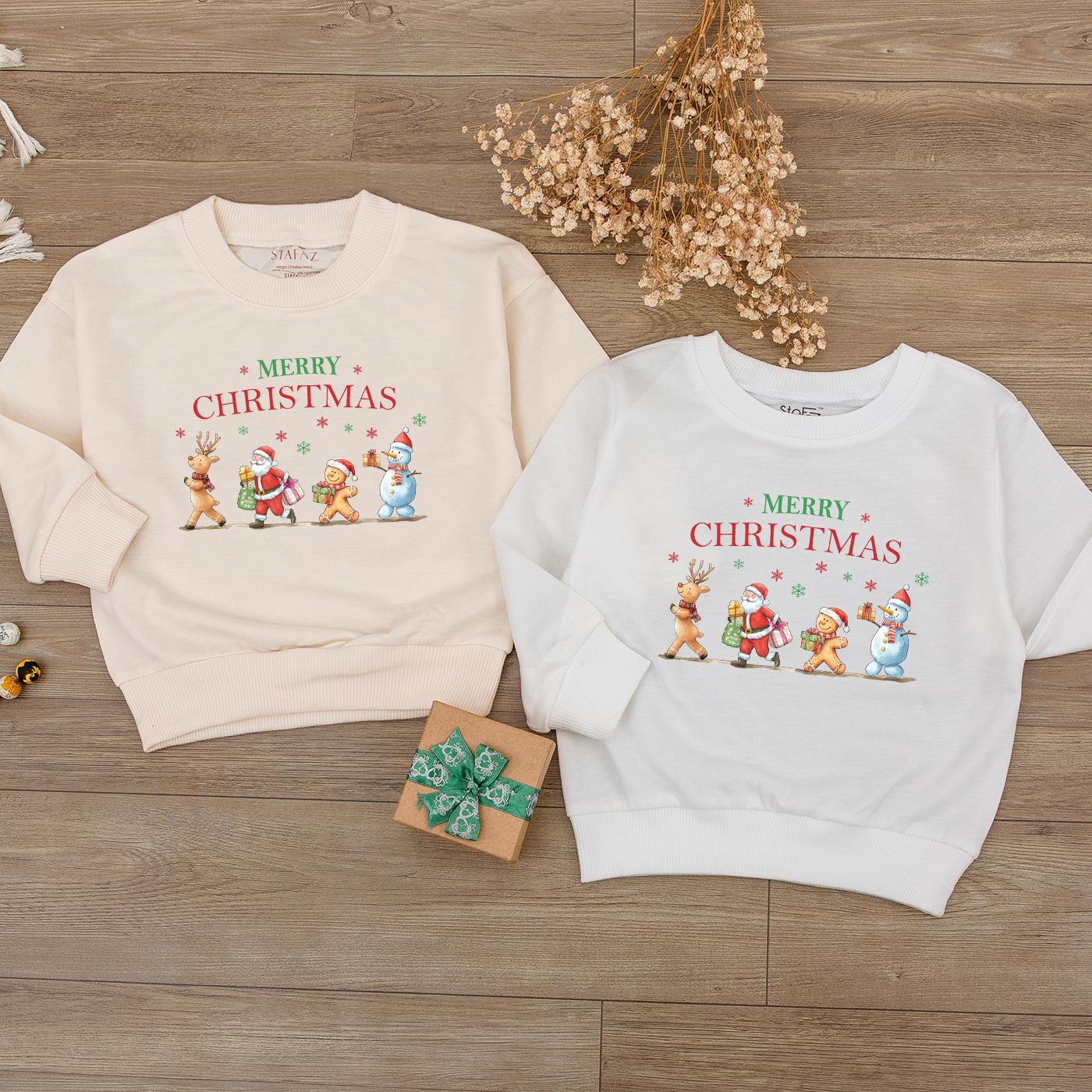 Merry Christmas Baby Romper Outfit! Festive Reindeer Santa 1st Christmas Newborn Gift Set for Baby Girls Boys, Cute Holiday Sweatshirt Kids Clothes
