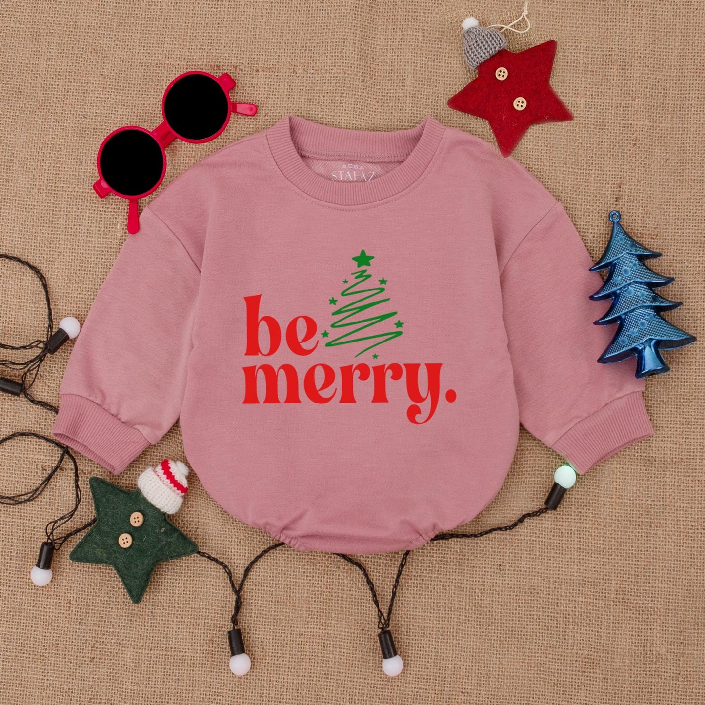 Be Merry Christmas Bubble Romper, Festive Baby Bodysuit with Tree Graphic, Girly Holiday Outfit, Infant Romper Gift, Santa Claus Costume 135 chars