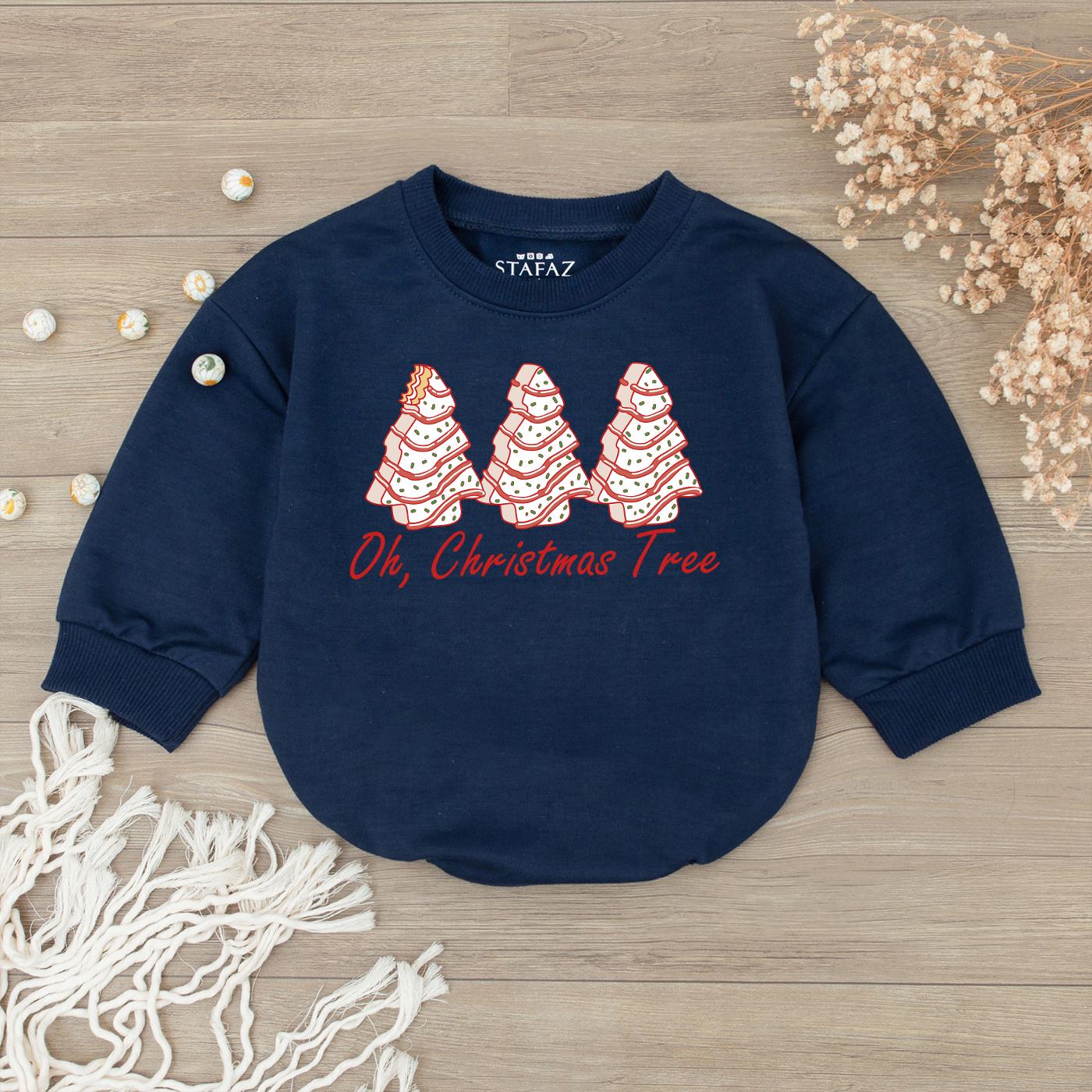 Oh Christmas Tree Baby Bodysuit & Retro Holiday Cake Sweater Cute Girl Shirt First Christmas