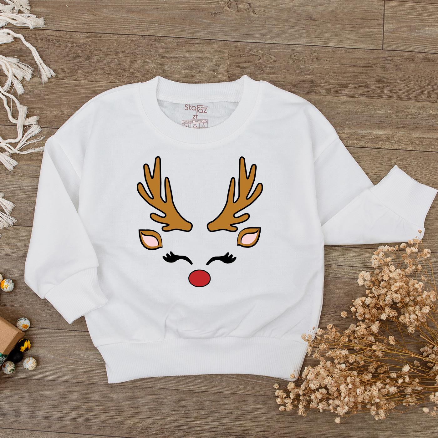 Reindeer Face Baby Romper - 1st Christmas Outfit for Baby Girl & Boy - Cute Xmas Clothes Newborn Shower Gift