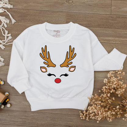 Reindeer Face Baby Romper - 1st Christmas Outfit for Baby Girl & Boy - Cute Xmas Clothes Newborn Shower Gift