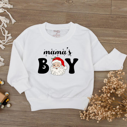 Cute Mama's Boy Christmas Baby Bubble Romper with Funny Santa Claus Design Perfect First Holiday Newborn Outfit Festive Red Hat White Beard Bodysuit