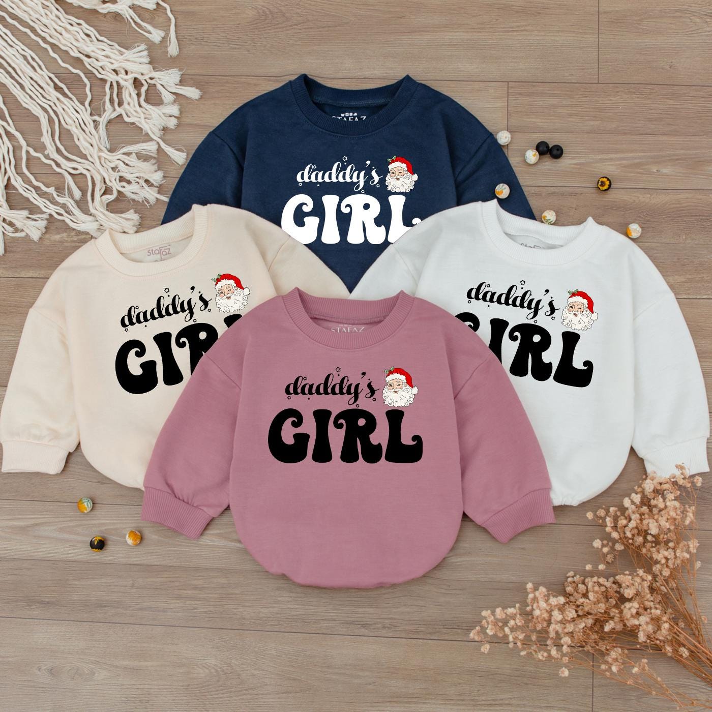 Daddy's Girl Christmas Romper Baby Bodysuit Santa Claus Holiday Gift Girl's 1st Christmas Outfit Baby Shower