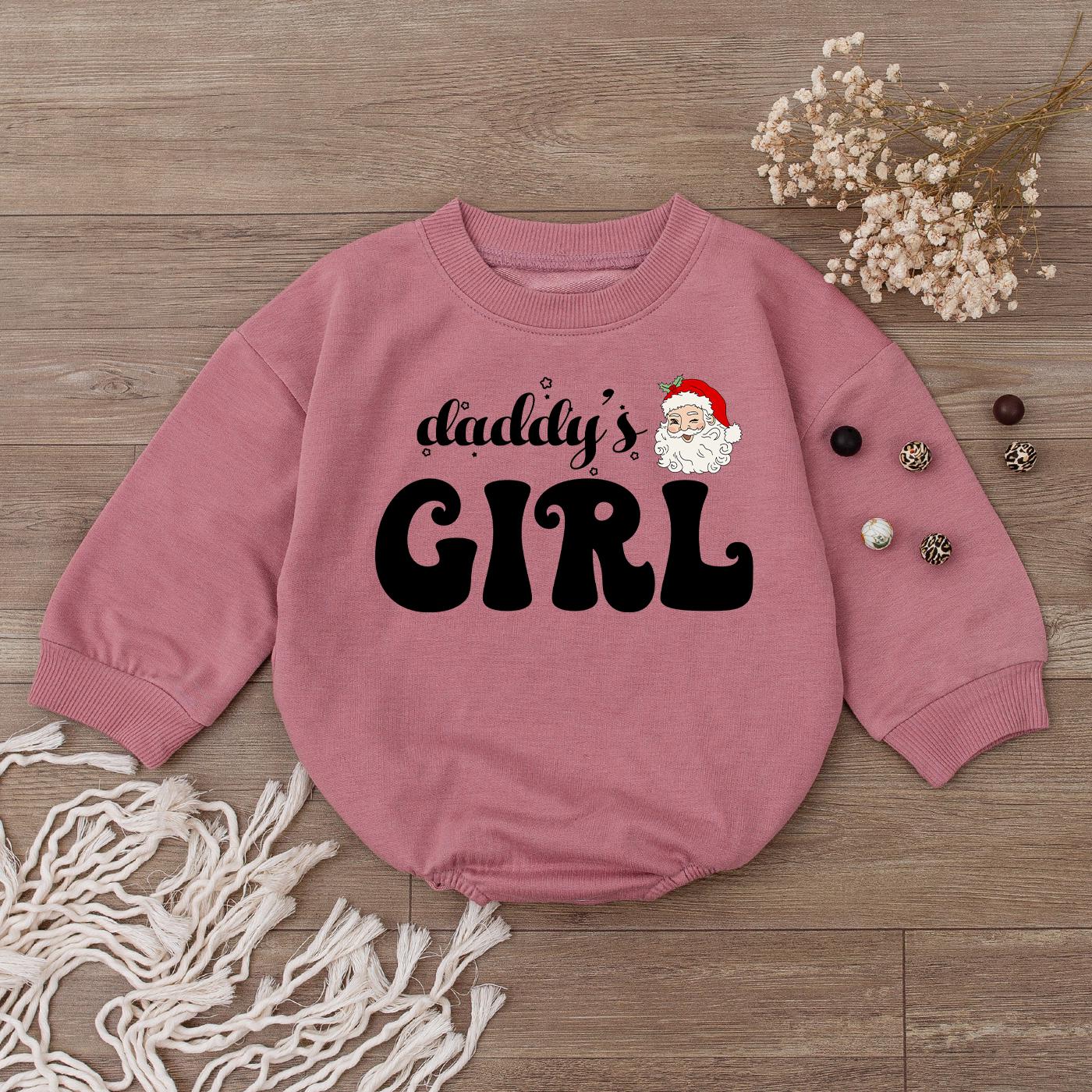 Daddy's Girl Christmas Romper Baby Bodysuit Santa Claus Holiday Gift Girl's 1st Christmas Outfit Baby Shower