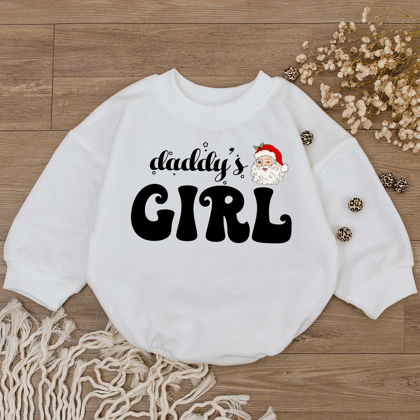 Daddy's Girl Christmas Romper Baby Bodysuit Santa Claus Holiday Gift Girl's 1st Christmas Outfit Baby Shower