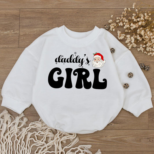 Daddy's Girl Christmas Romper Baby Bodysuit Santa Claus Holiday Gift Girl's 1st Christmas Outfit Baby Shower