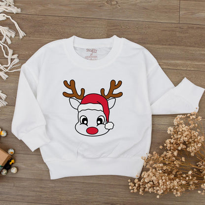 Cute Reindeer Face Baby Romper 1st Christmas Outfit Newborn Girl Xmas Clothes Santa Hat Bodysuit Holiday Shower Gift Long Sleeve Festive Tee Boy 137