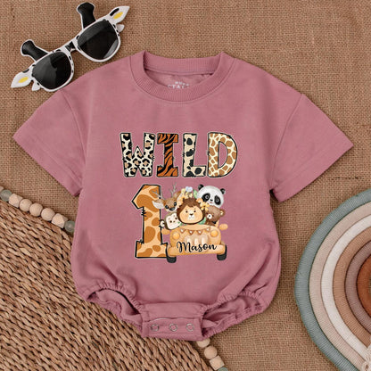 Safari Wild One Romper - Personalized Jungle 1st Birthday Outfit