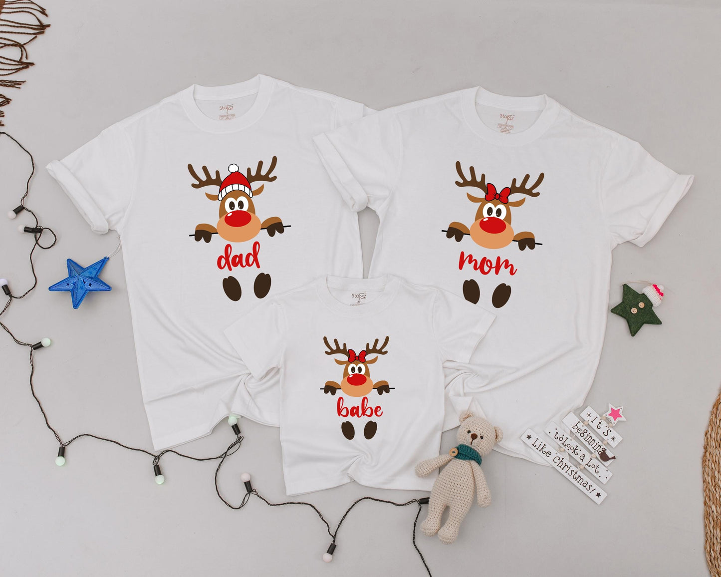 Personalized Vintage Reindeer Family Shirts - Custom Christmas Gift