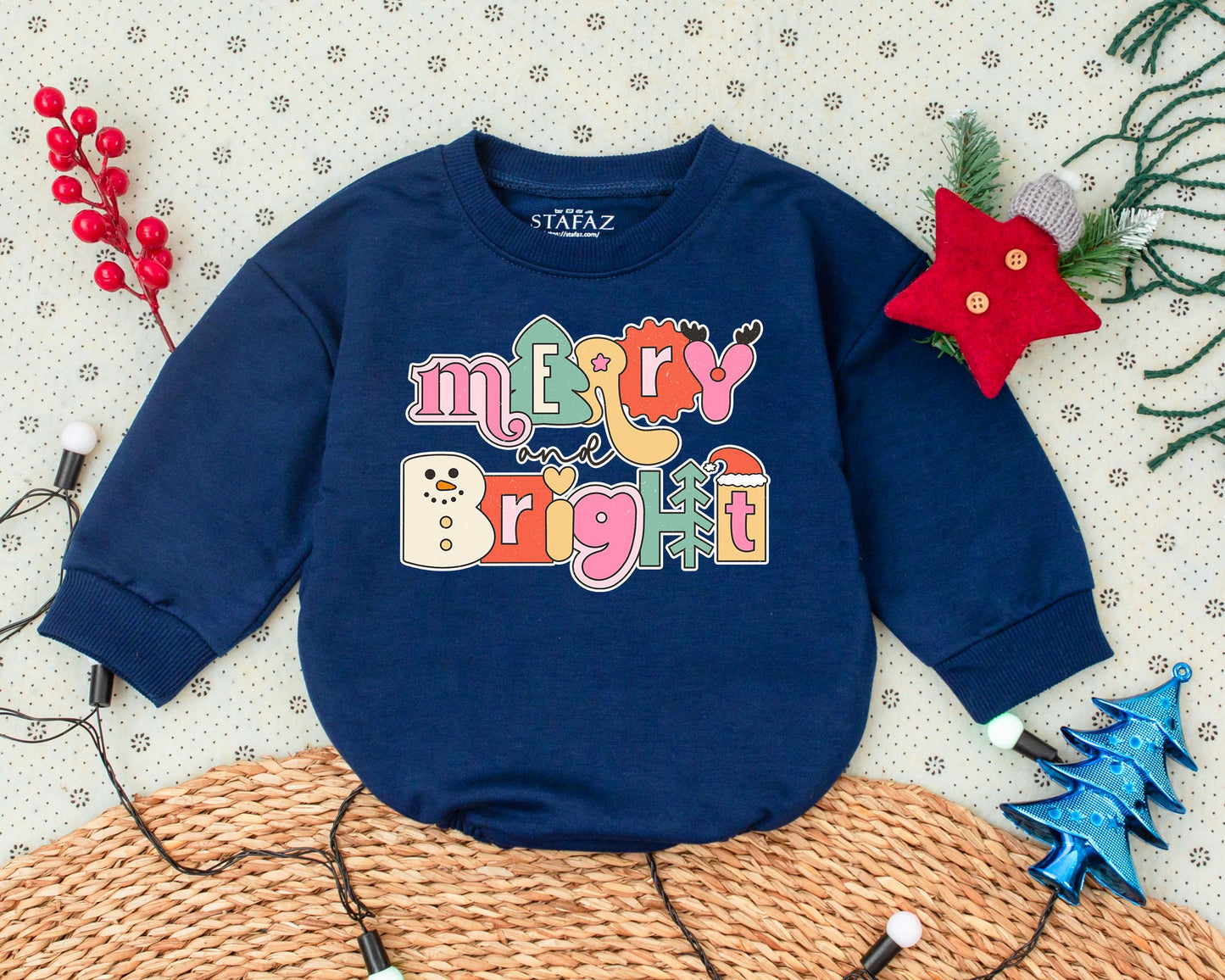 Vintage Merry & Bright Romper: Baby's First Christmas Outfit Gift