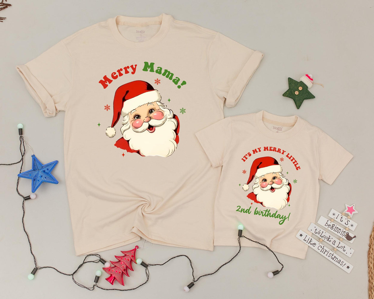 Retro Santa Christmas Shirts: Matching Family & Mommy and Me Outfits