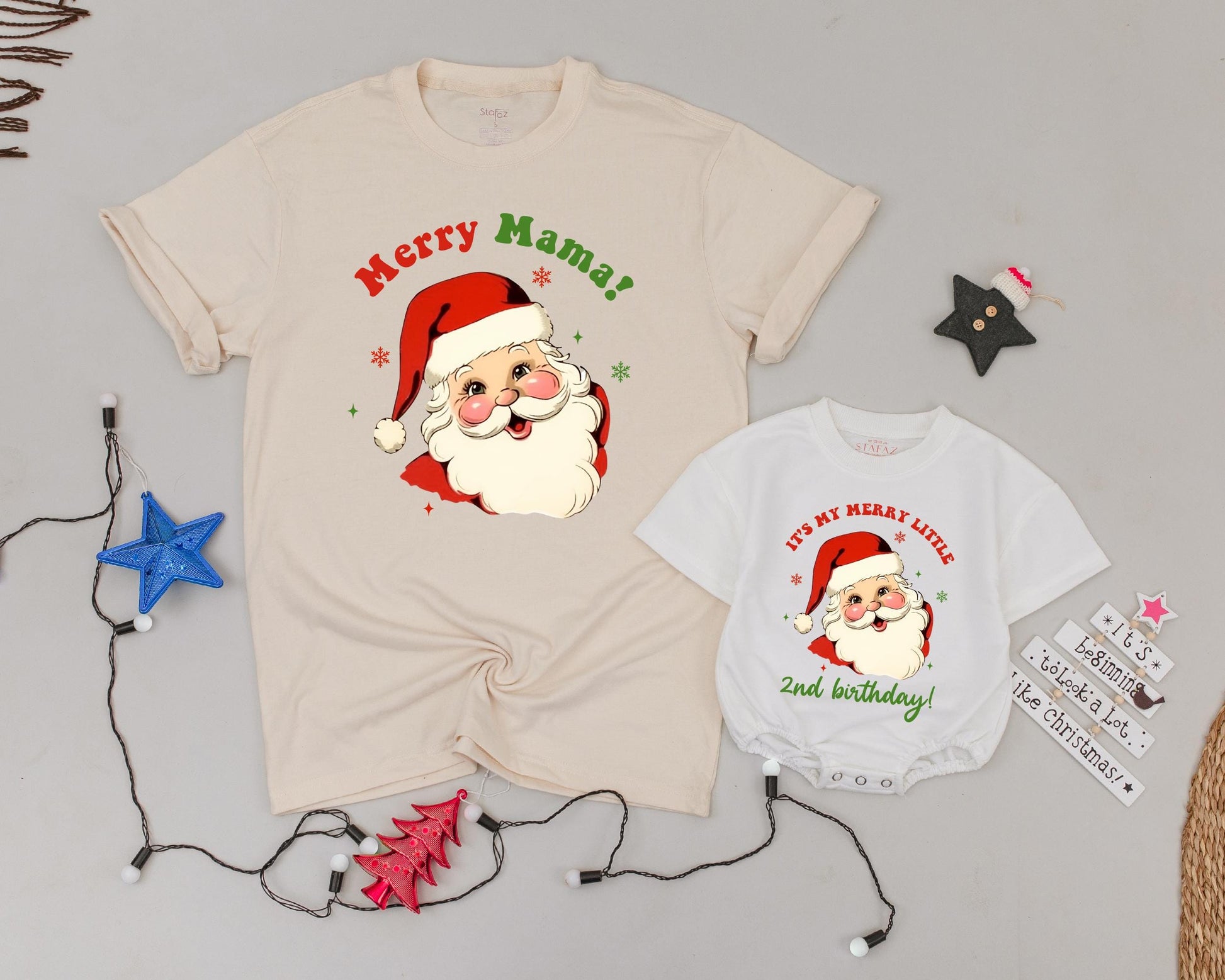 Retro Santa Christmas Shirts: Matching Family & Mommy and Me Outfits