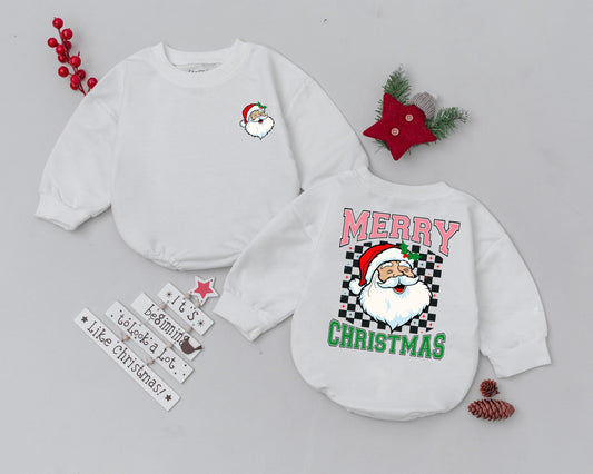 Retro Santa Bubble Romper – Baby's First Christmas Outfit & Gift