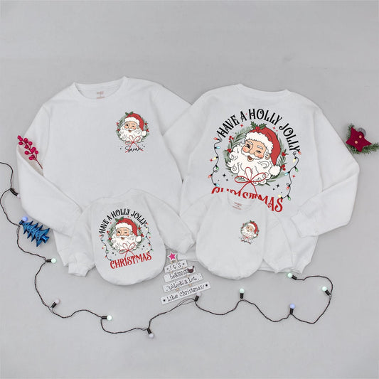 Vintage Santa Claus Sweater, Family Christmas Outfits, Matching Set