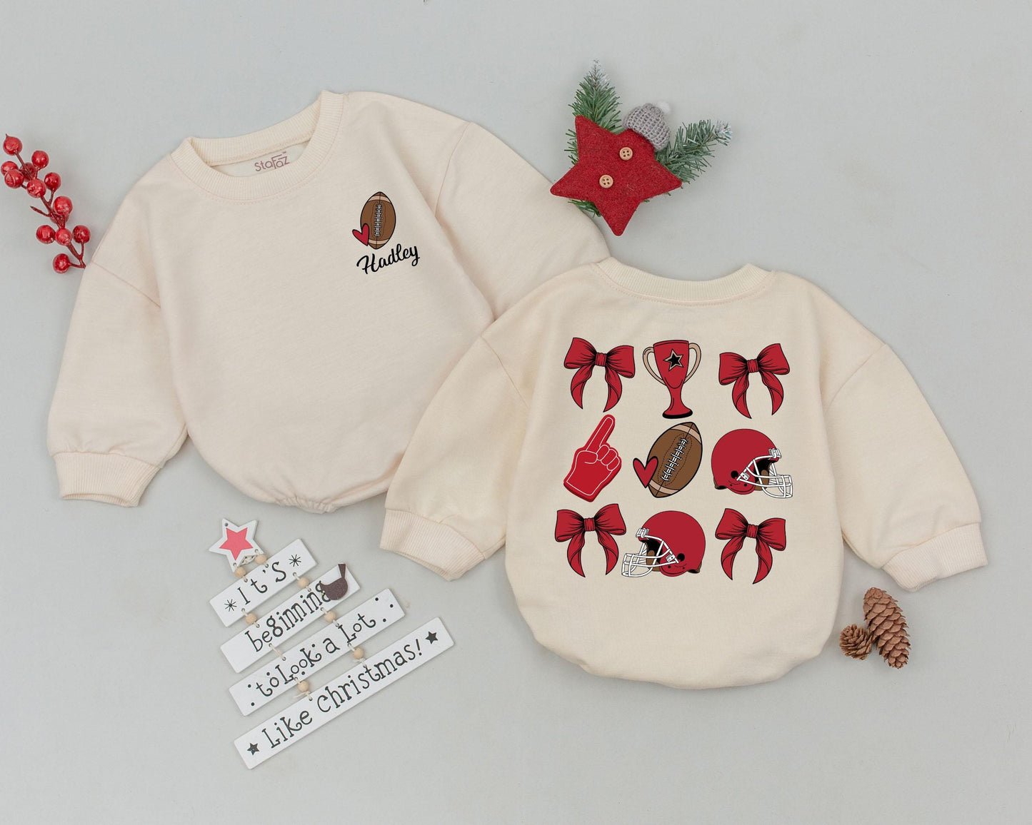 Personalized Christmas Baby Romper - First Xmas Outfit & Gift