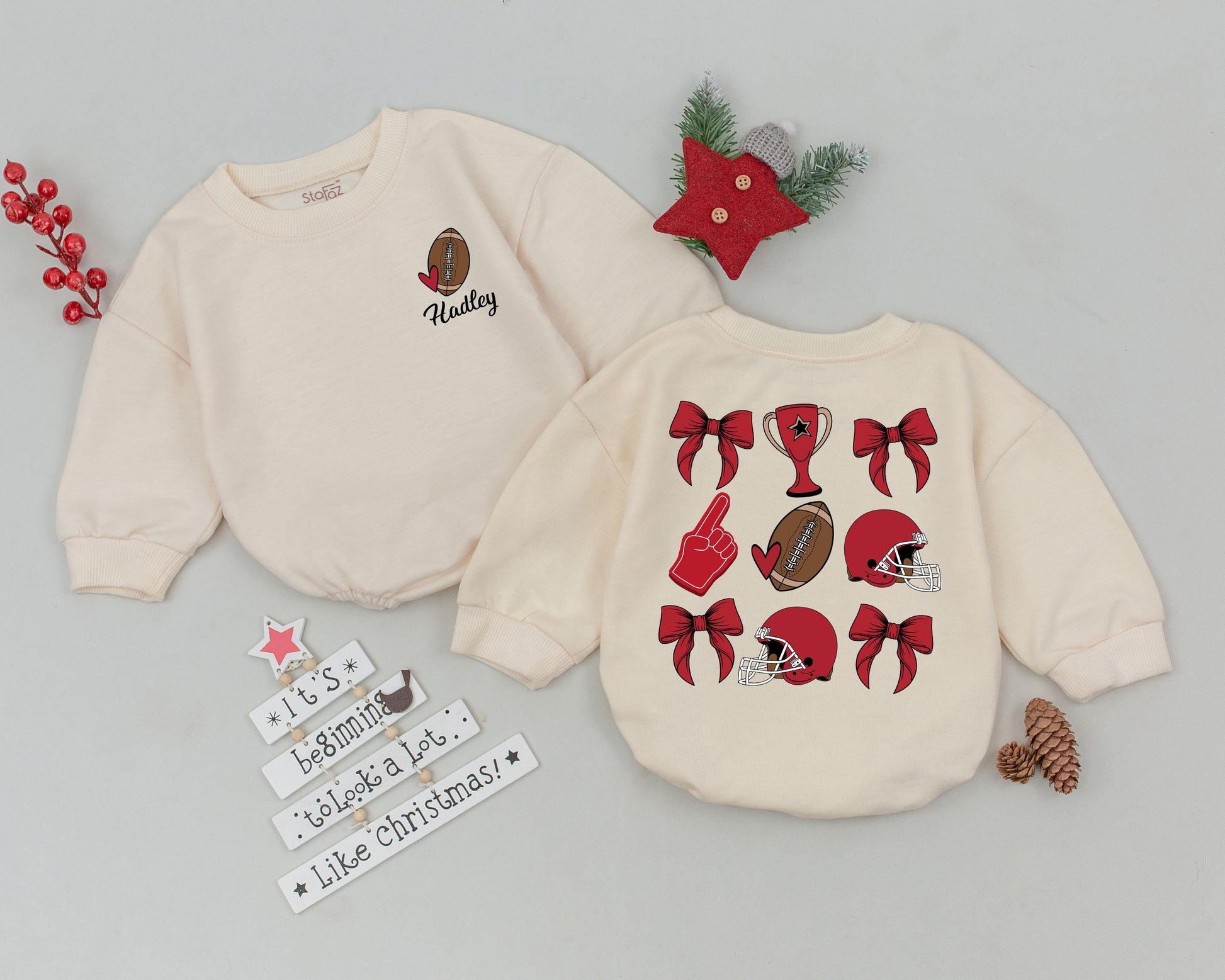 Personalized Christmas Baby Romper - First Xmas Outfit & Gift