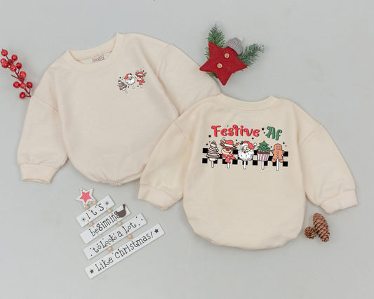 Retro Christmas Baby Romper: First Xmas Outfit & Newborn Shower Gift