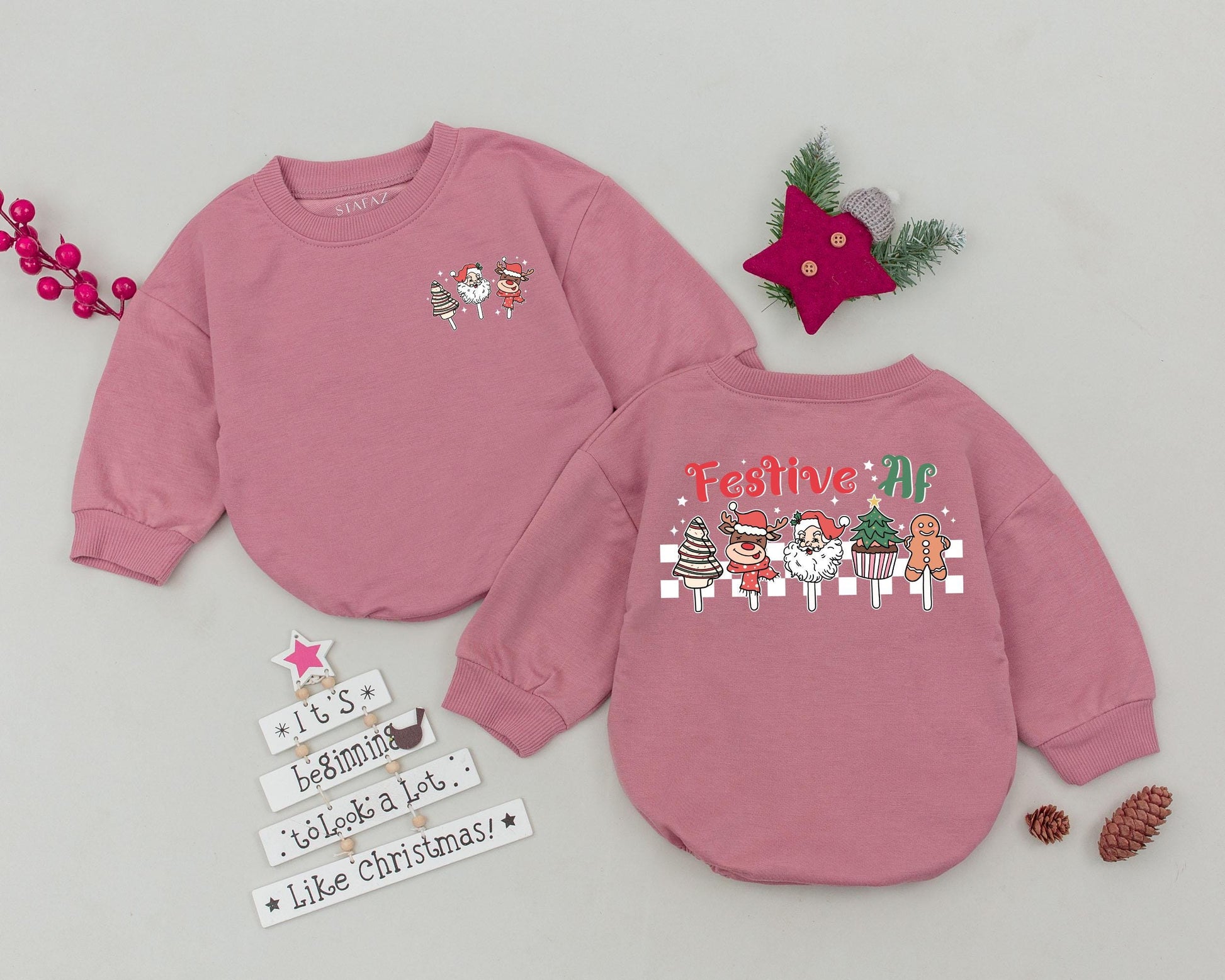Retro Christmas Baby Romper: First Xmas Outfit & Newborn Shower Gift
