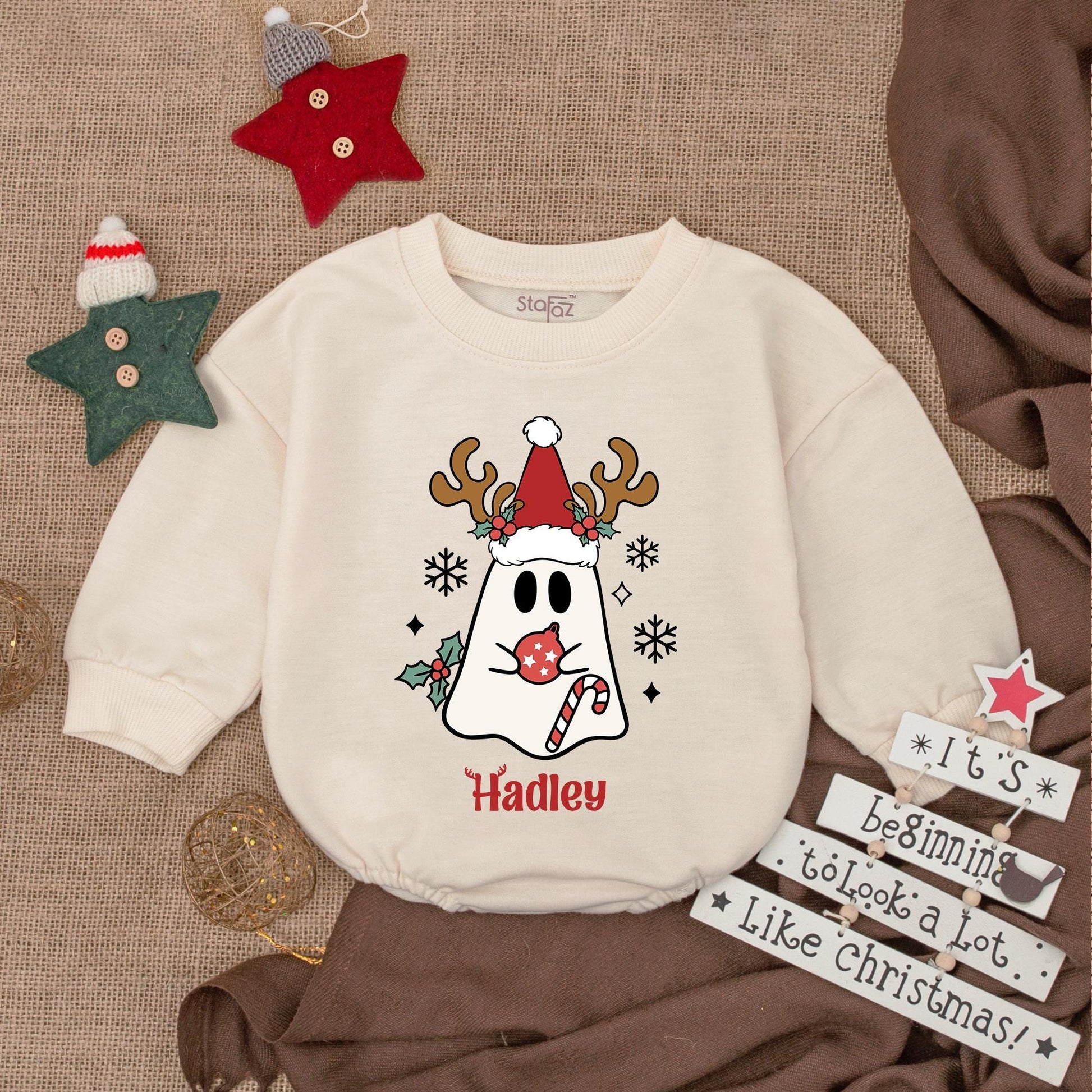 Reindeer Christmas Baby Romper: Cozy Newborn Holiday Outfit