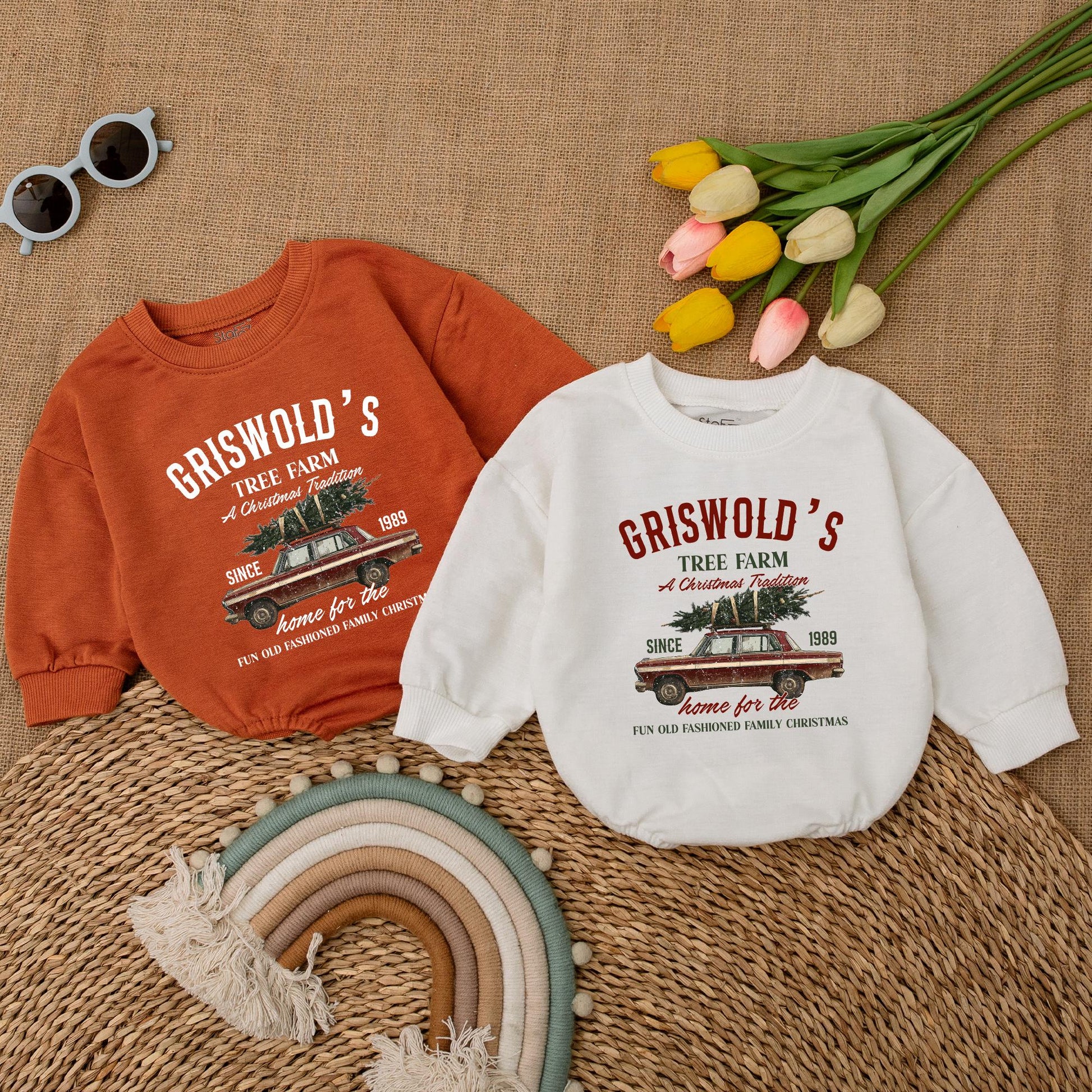 First Christmas Retro Baby Romper, Holiday Bodysuit for Newborns