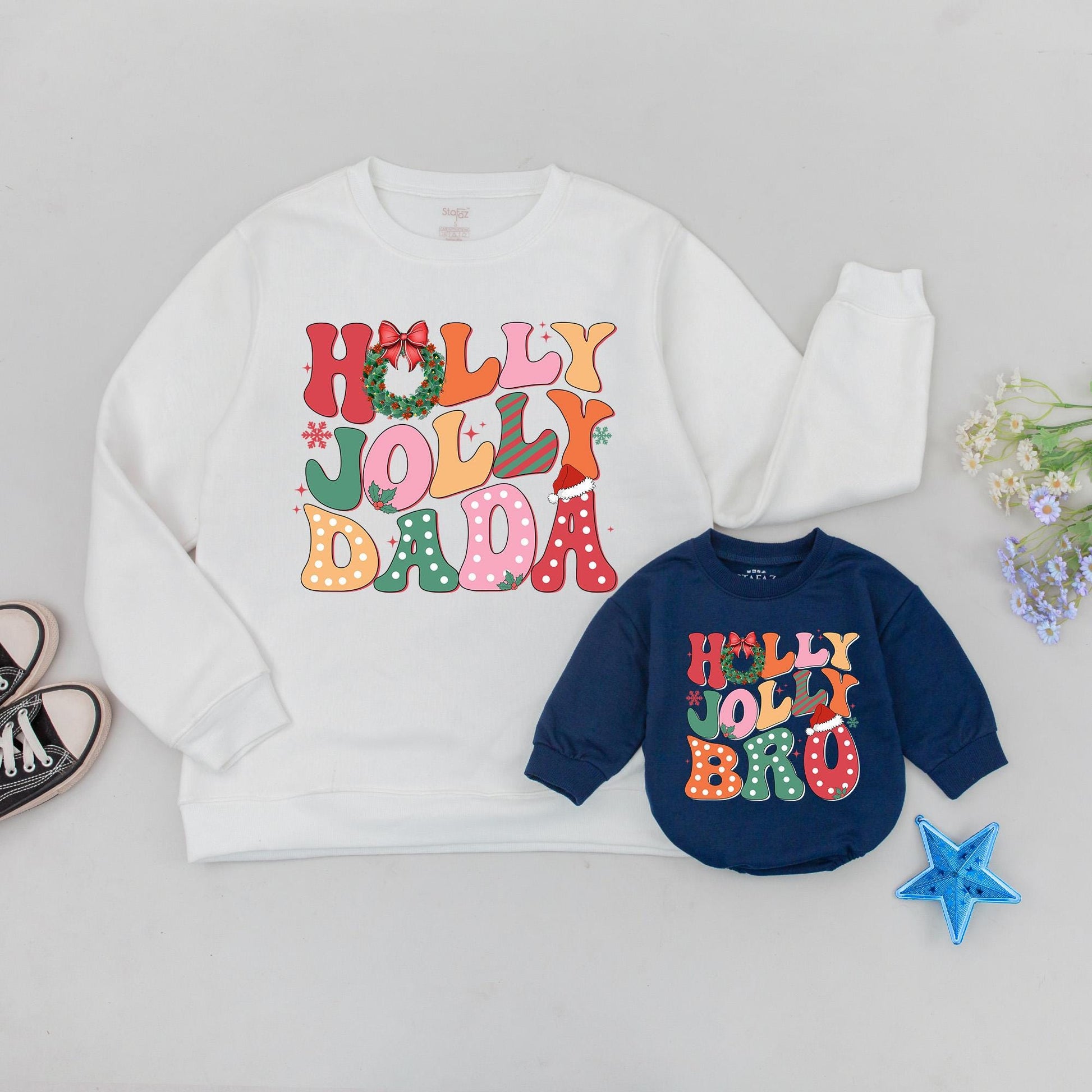 Festive Family Christmas Sweatshirts: Holly Jolly & Mommy and Me  