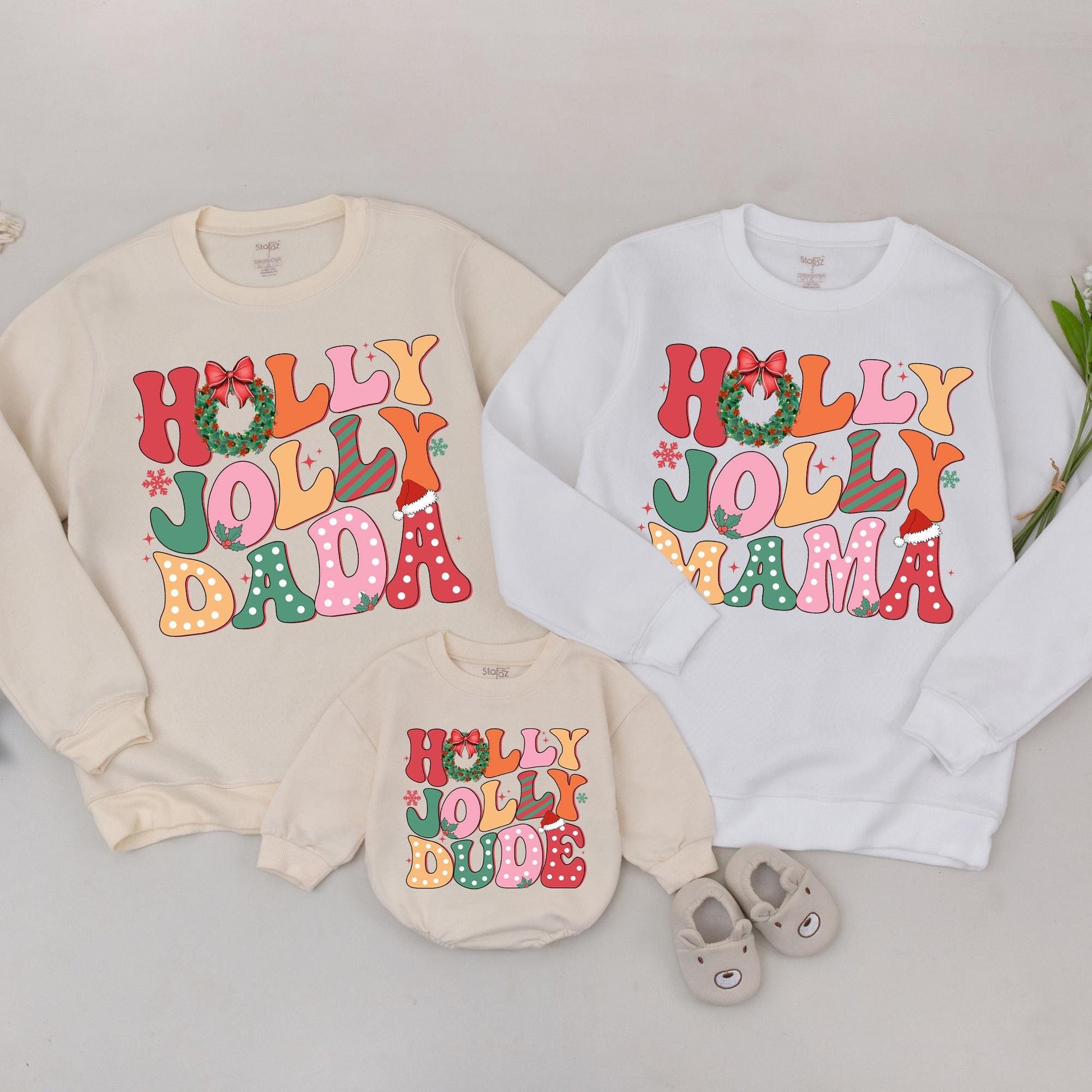 Festive Family Christmas Sweatshirts: Holly Jolly & Mommy and Me  