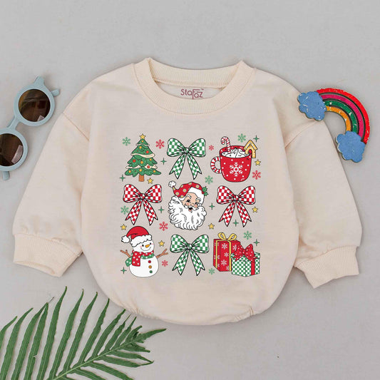 First Christmas Baby Romper - Santa Outfit for Newborn Girls